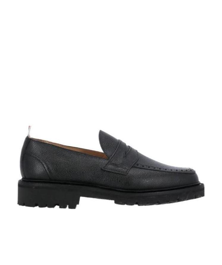 Thom Browne Grosgrain-loop Round-toe Loafers In Black