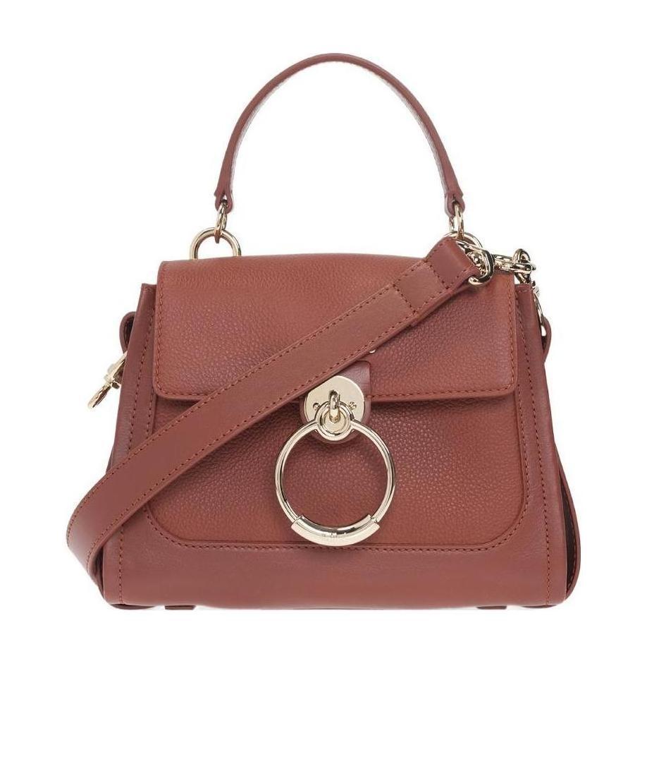 Chloé Mini Tess Day Shoulder Bag In Grained Leather In Brown