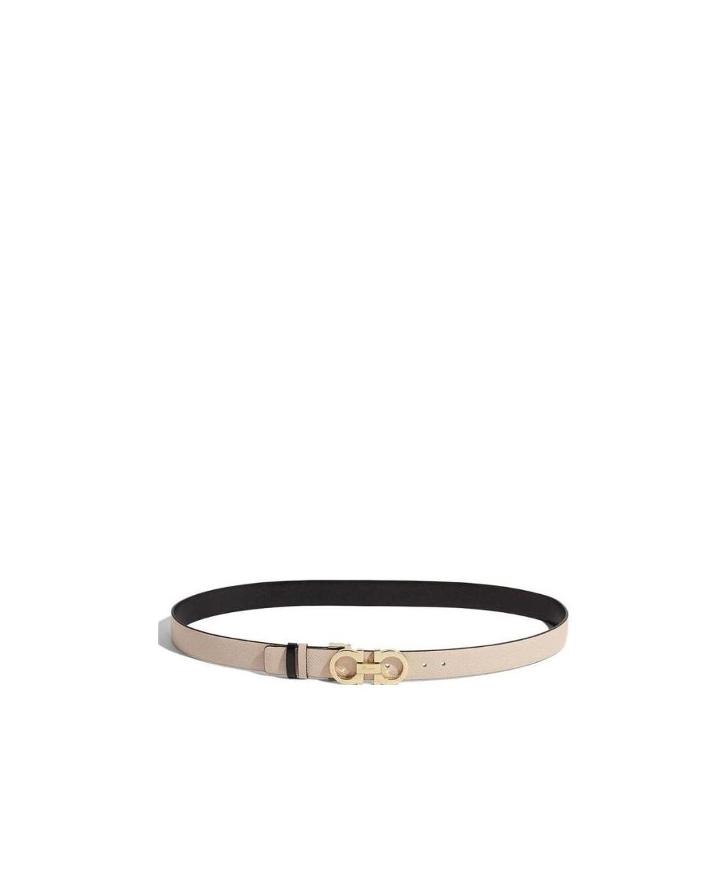 Ferragamo Gancini Textured Buckle Belt In Nude