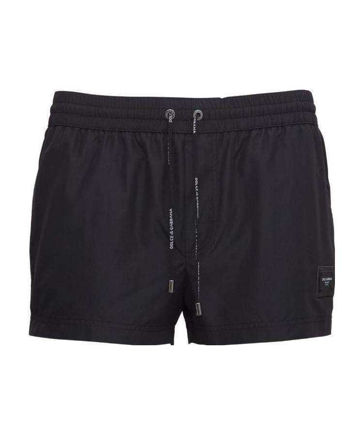 Dolce & Gabbana Black Swimsuit With Logo Plate On The Front In Black