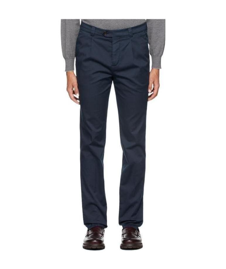 Brunello Cucinelli Stretch-cotton Tapered Trousers In Black