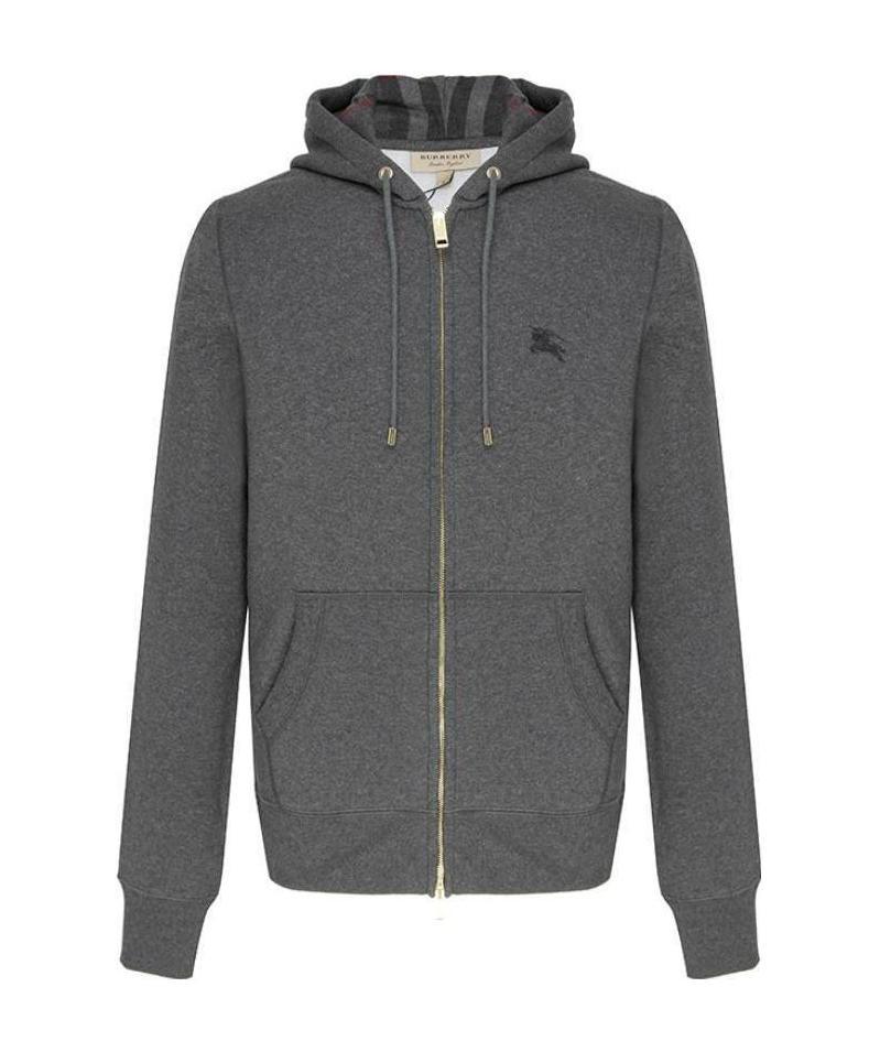 Burberry Logo Hooded Casual Jacket In Gray