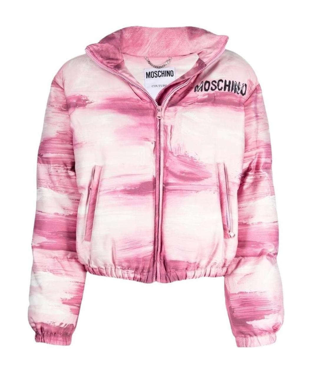 Moschino Painting Print Down Puffer Jacket In Pink