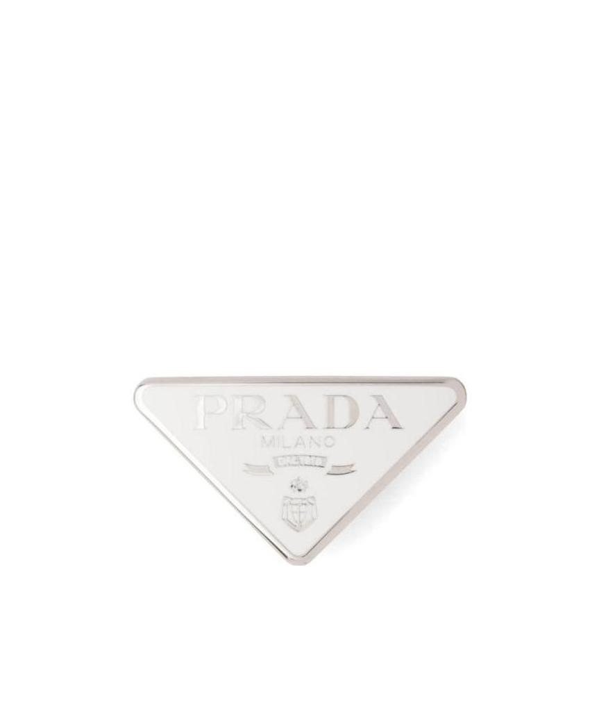 Prada Triangle Logo Hairclip In White