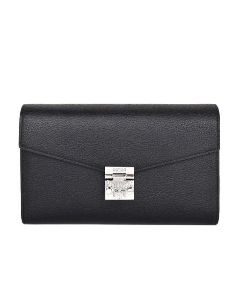 Mcm Litchi Emblem Single Shoulder Bag In Black