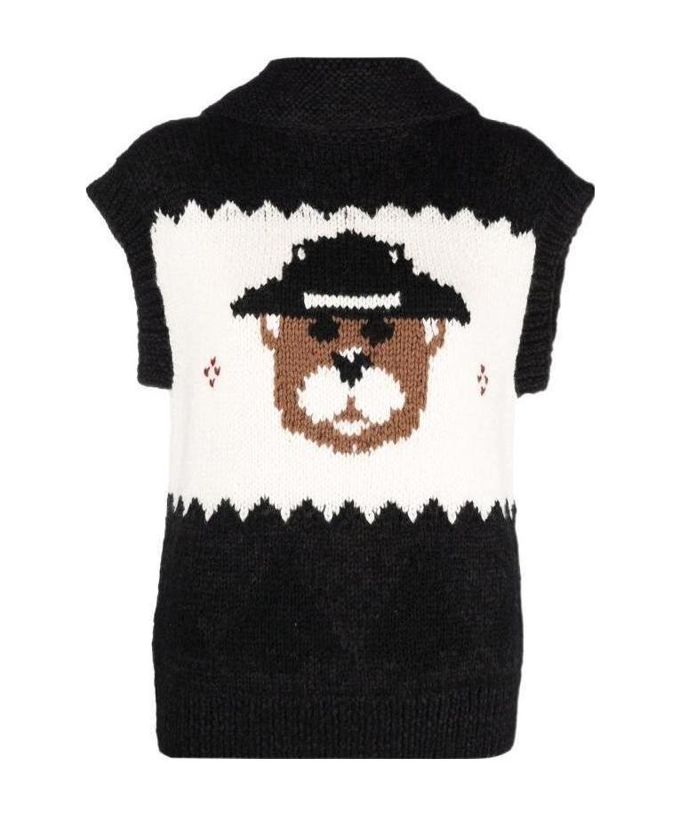 DSQUARED2 INTARSIA-KNIT SLEEVELESS CARDIGAN