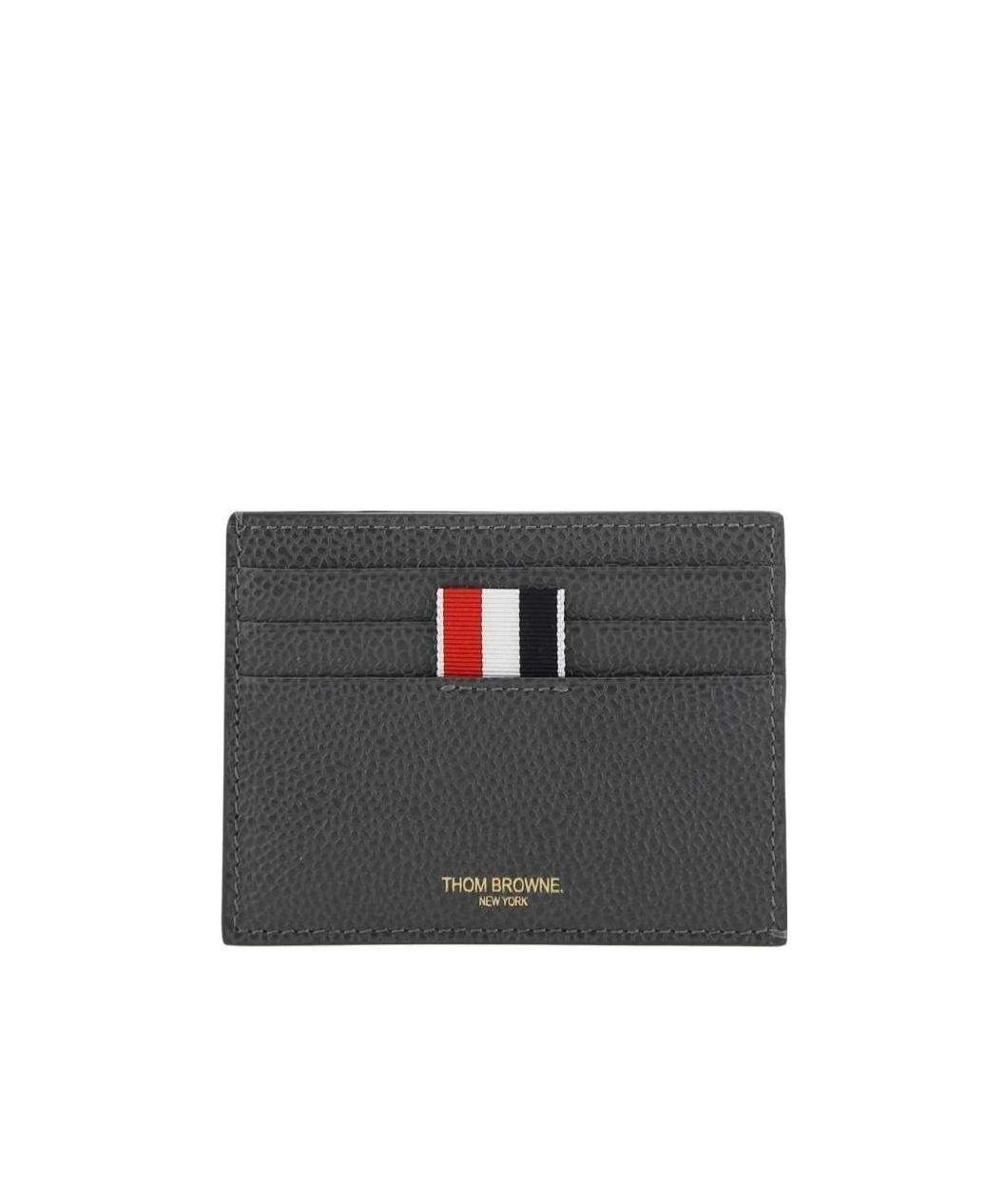 Shop Thom Browne Rwb-stripe Pebbled Cardholder In Black