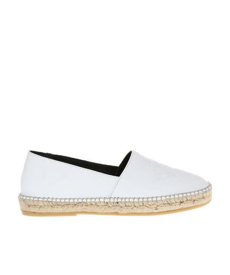 Kenzo Tiger Head Pattern Straw Woven Business Casual Shoes In White