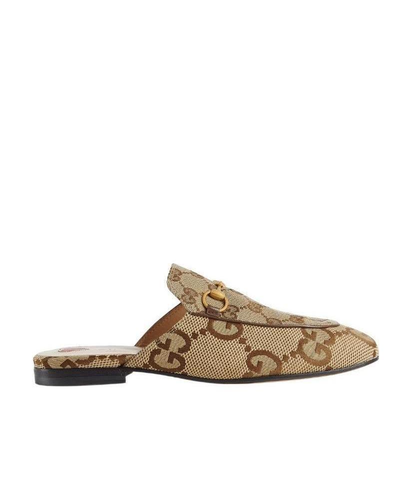 Gucci Princetown Gg Canvas Bit Loafer Mules In Nude