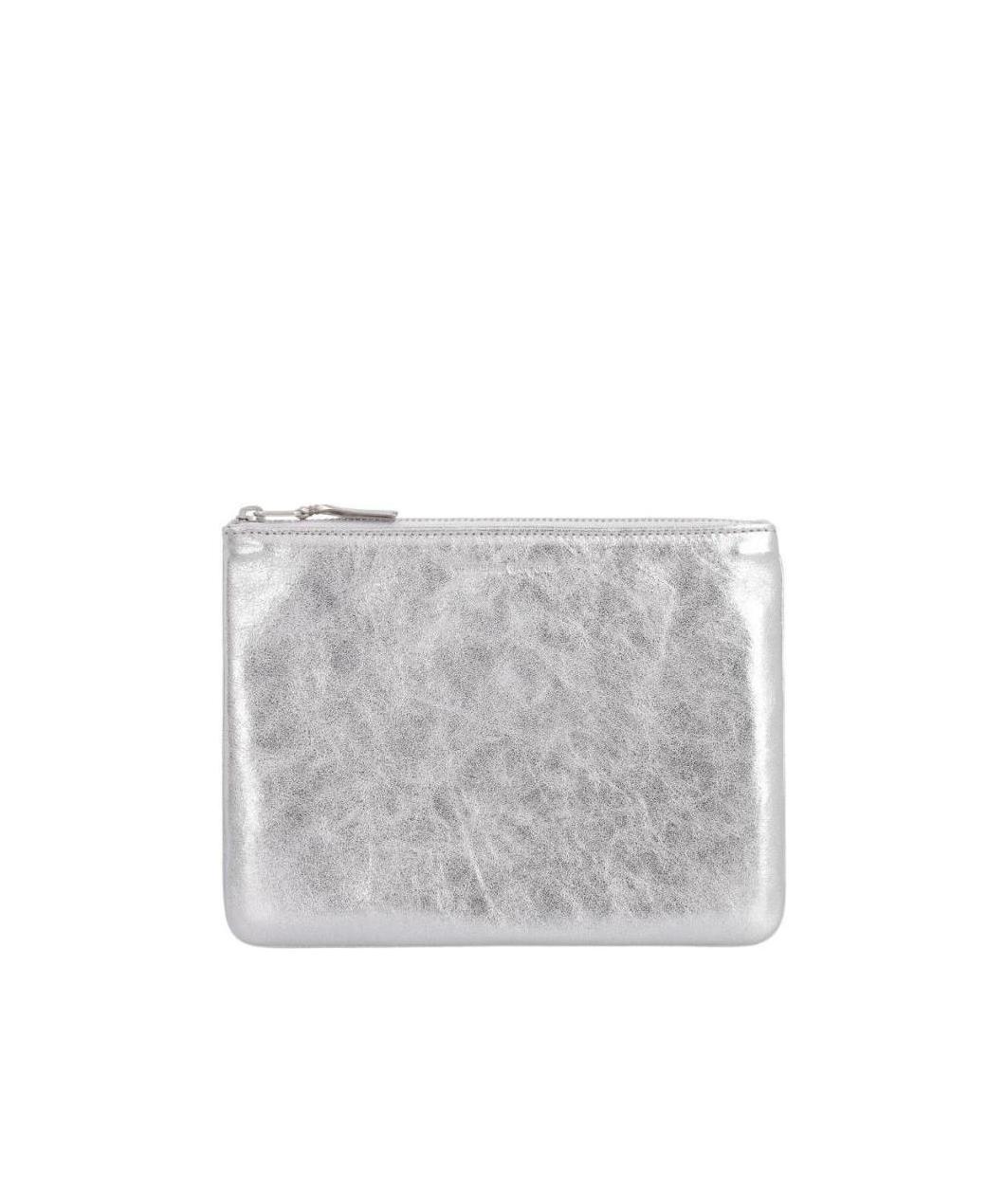 Comme Des Garçons 'silver' Zip Purse In Gray