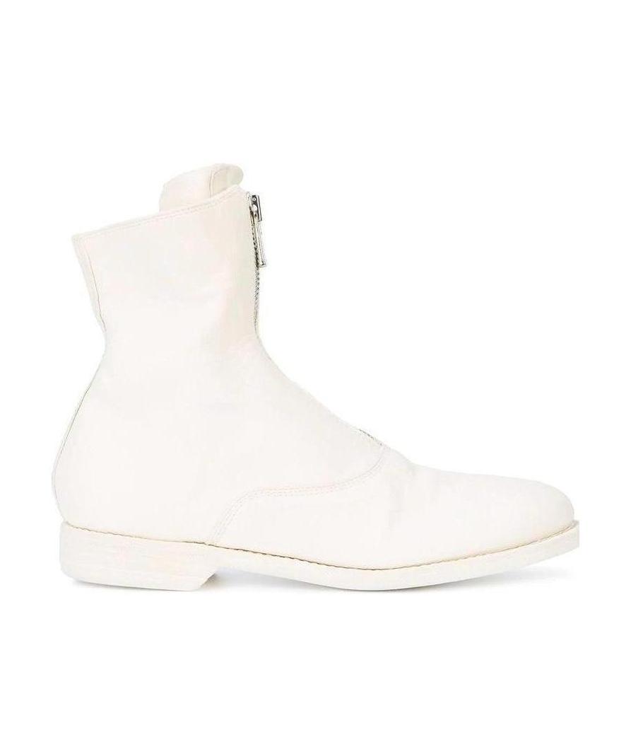 Shop Guidi Logo Zipper Boots In White