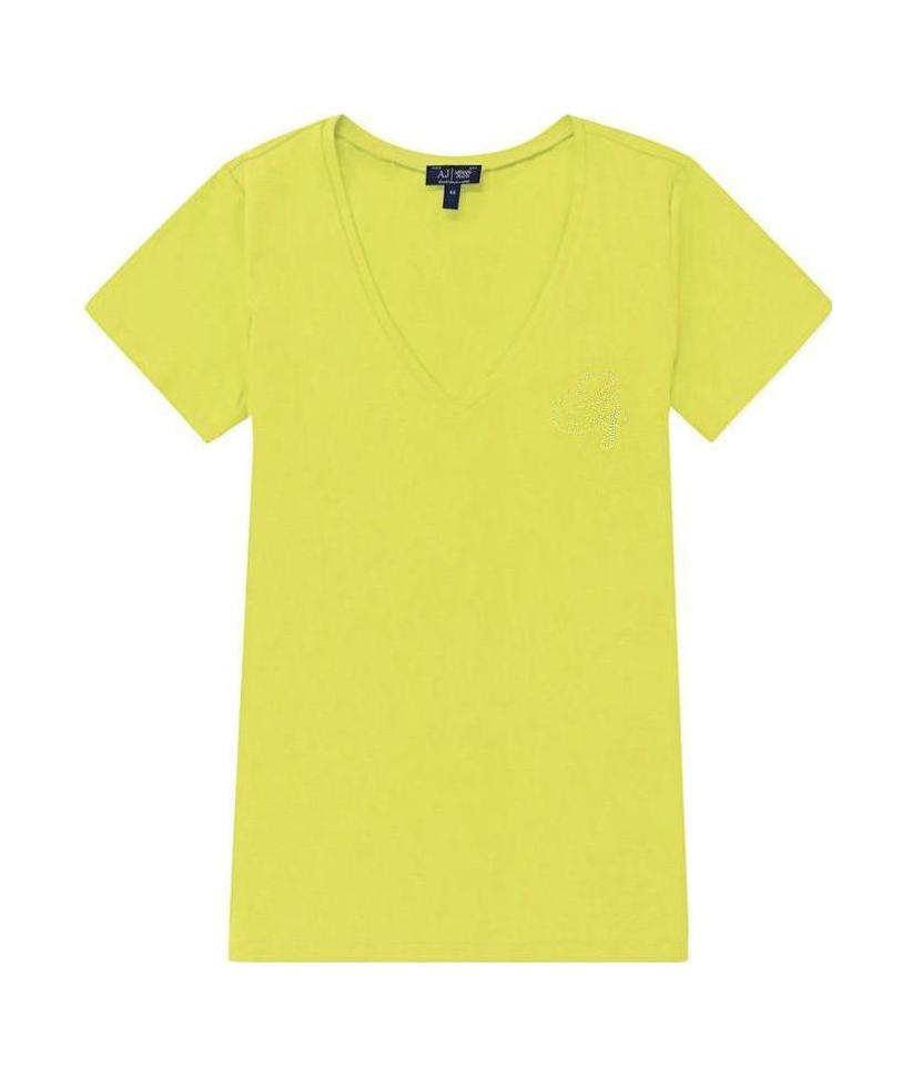 Armani Jeans V-collar Short-sleeved T-shirt In Yellow