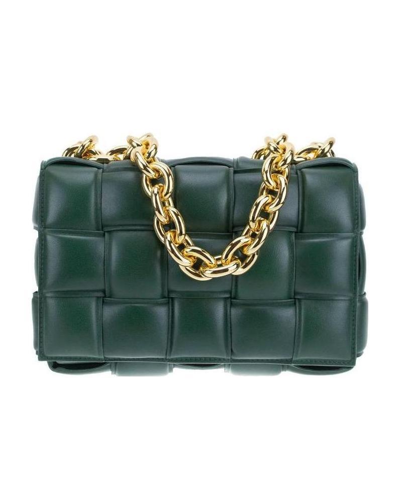 Bottega Veneta Interwoven-design Shoulder Bag In Green
