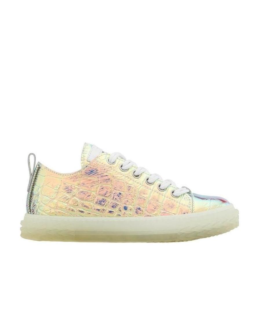 Giuseppe Zanotti Crocodile-striped Low-top Casual Sneakers In Nude