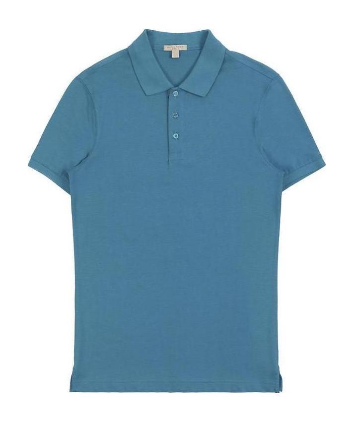 Burberry Logo Short-sleeved Polo Shirt In Blue
