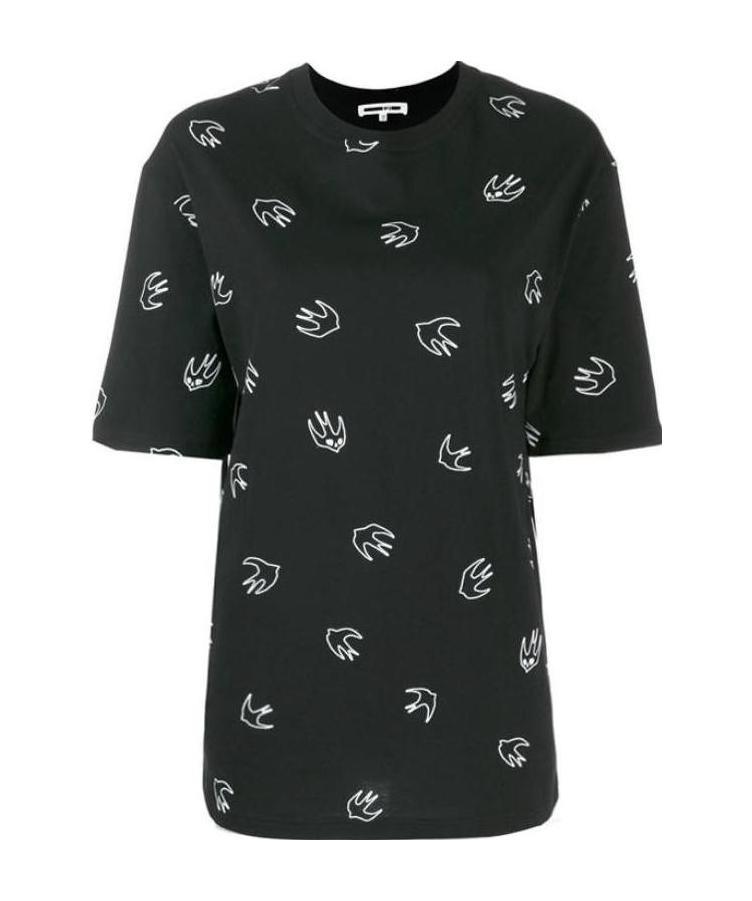 Mcq By Alexander Mcqueen Swallow Embroidery T-shirt In Black