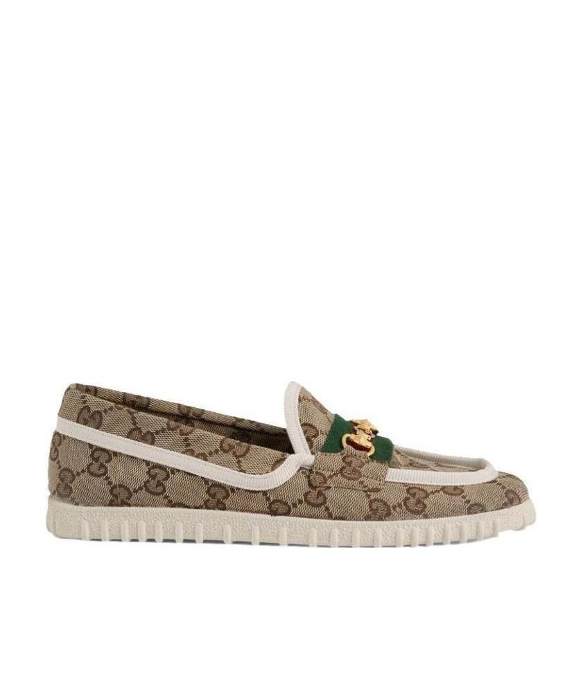Gucci Horsebit-detail Square-toe Loafers In Nude