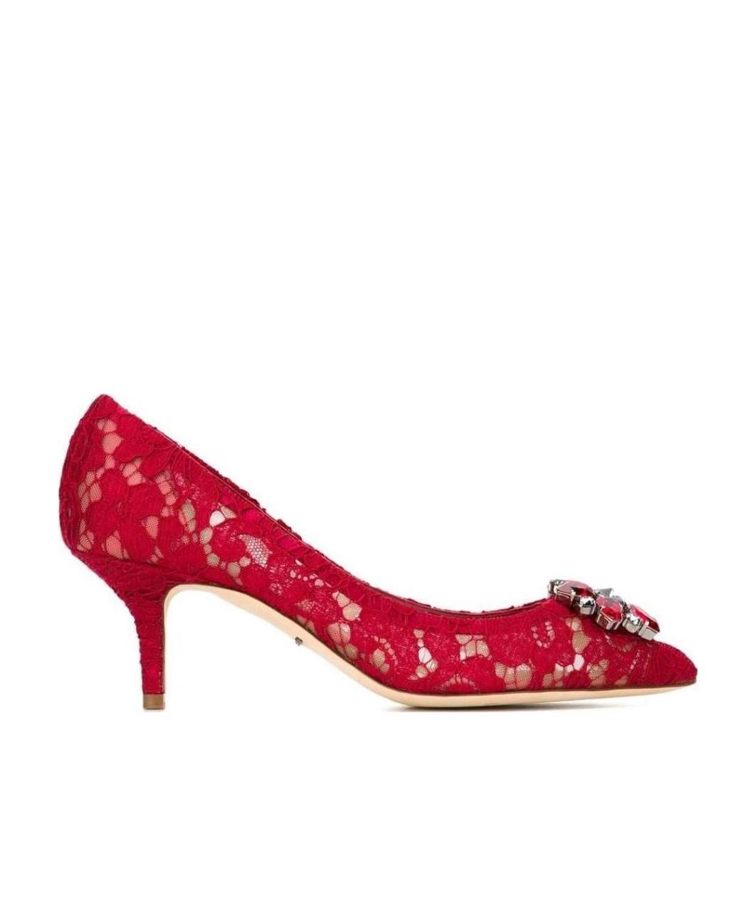 Dolce & Gabbana Dolce Gabbana Crystal-embellished Lace Pumps In Red