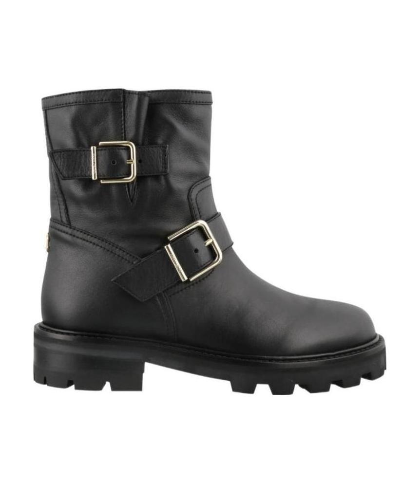 Jimmy Choo Youth Buckle Ankle Boots In Black