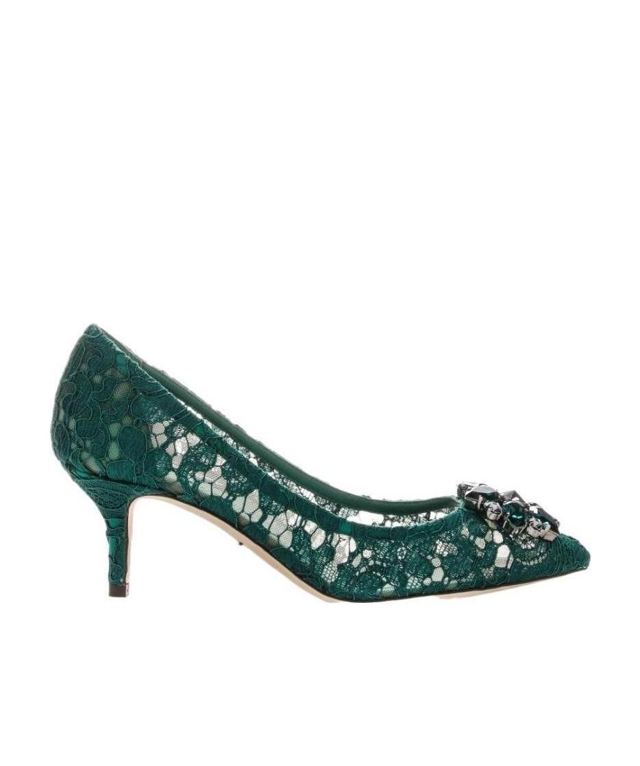 Dolce & Gabbana Crystal-embellished Corded Lace Pumps In Green