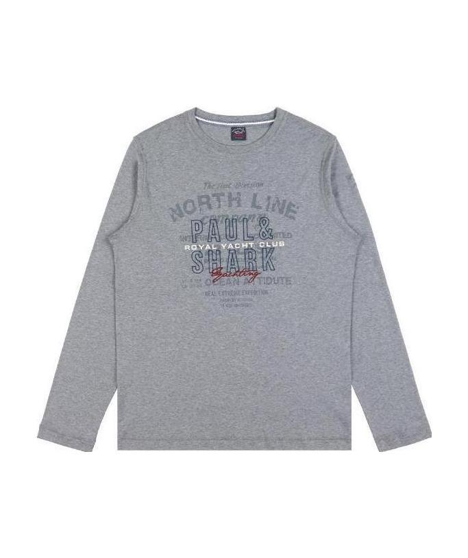 Shop Paul & Shark Logo Long-sleeved T-shirt In Gray