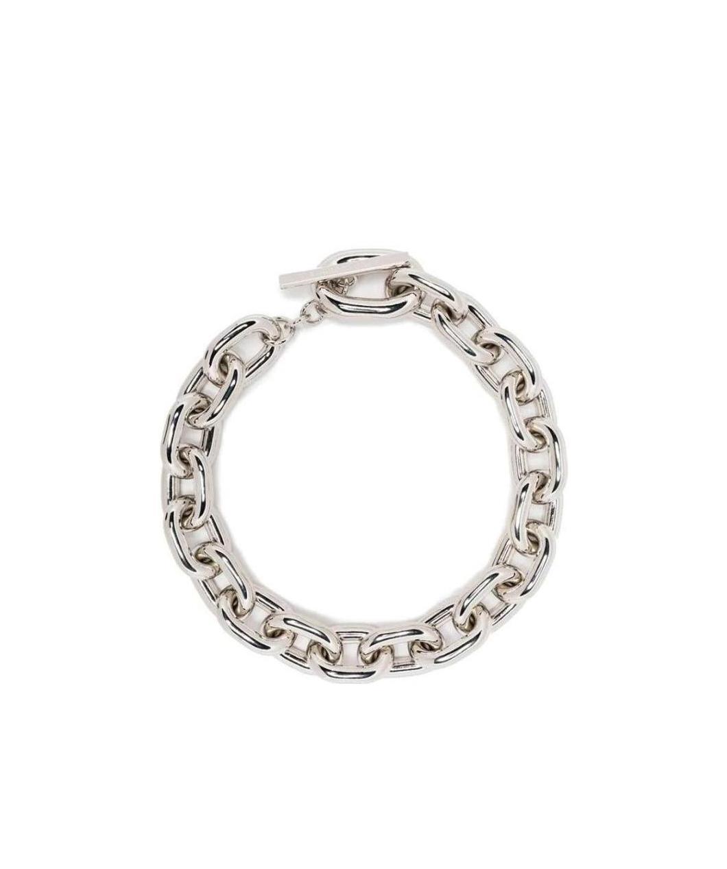 Rabanne Silver-colored Necklace With Brass Chain-link In Yellow