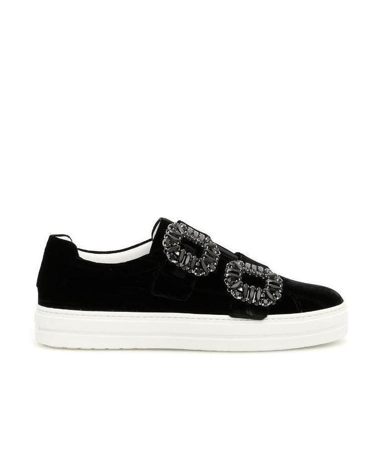 Roger Vivier Crystal Square Button Casual Sneakers In Multi