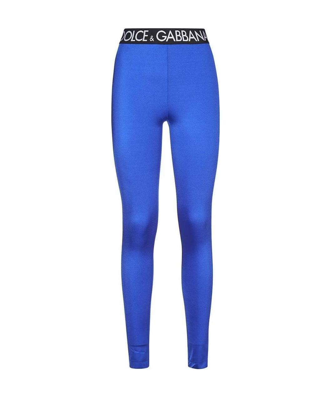 Dolce & Gabbana Logo-waistband Leggings In Blue