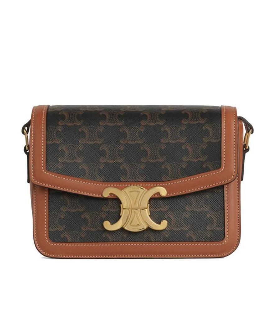 Celine Brown Triomphe Canvas Crossbody Handbag For Women In Brown