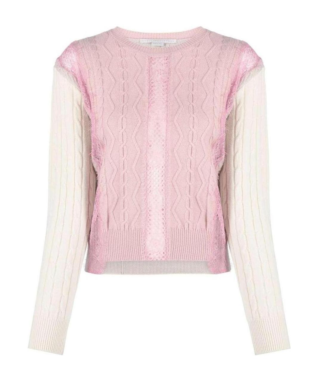 Stella Mccartney Contrast-panel Cable-knit Jumper In Pink
