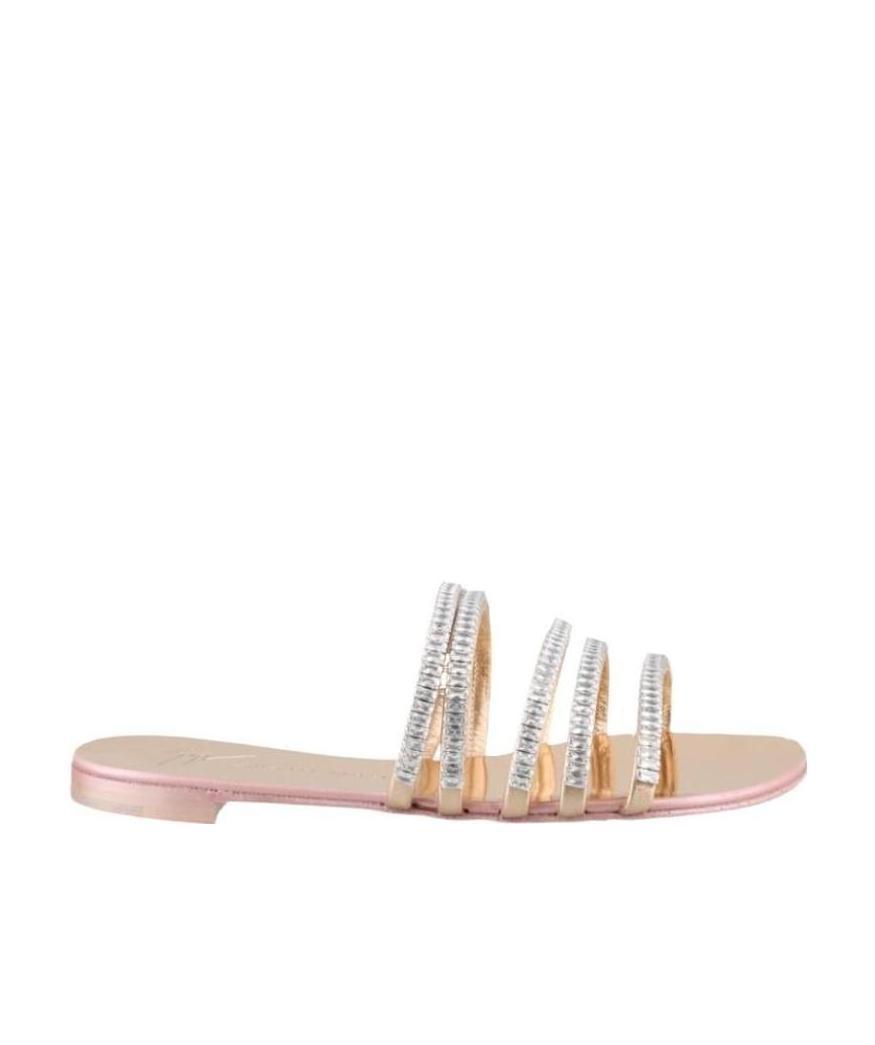 Giuseppe Zanotti Crystal Ring With Flip-flops In Nude