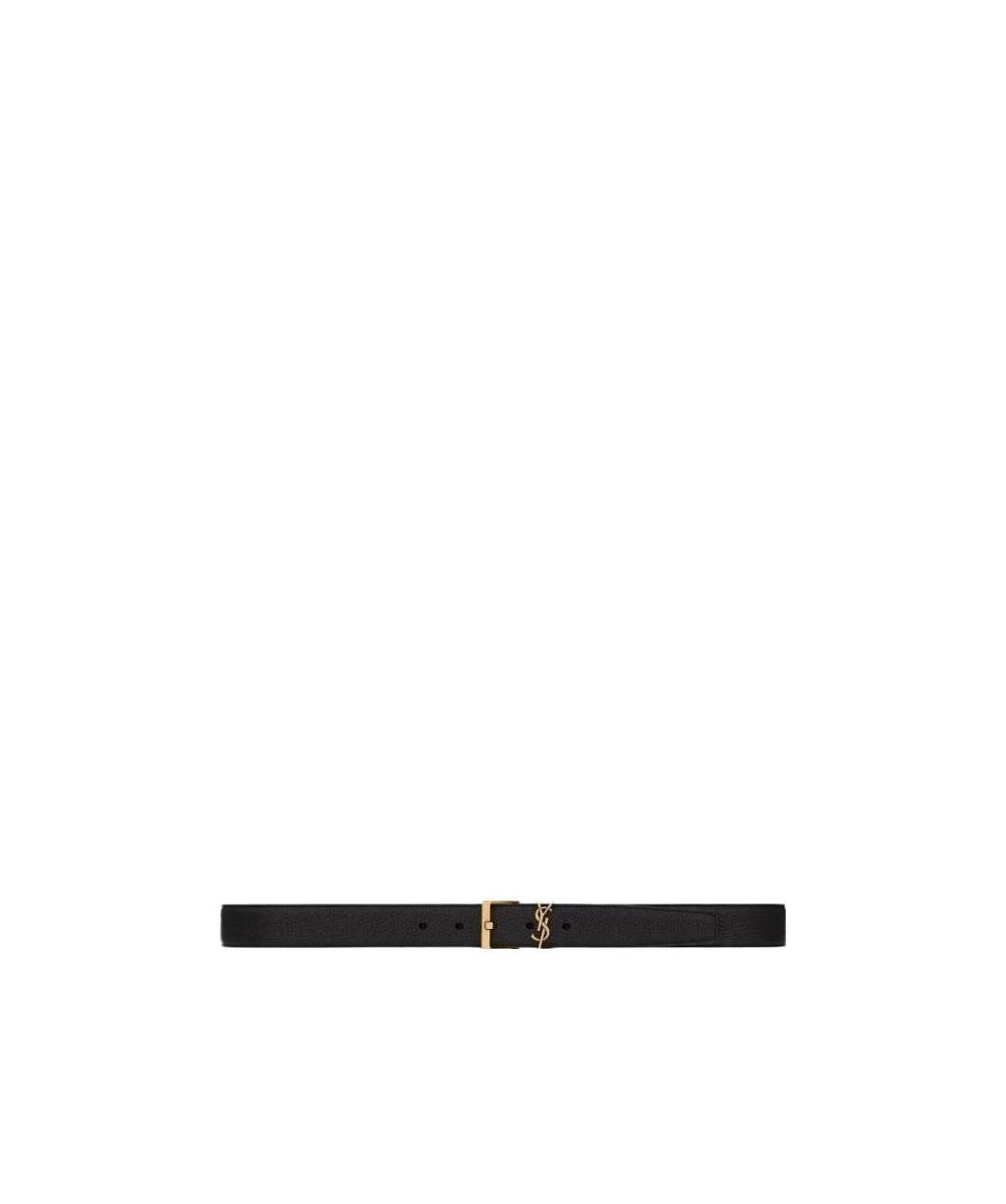 Saint Laurent Ysl Logo-plaque Leather Belt In Black