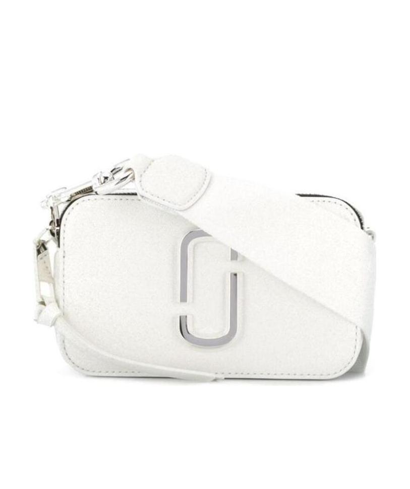 Marc Jacobs Snapshot Logo Shoulder Bag In White