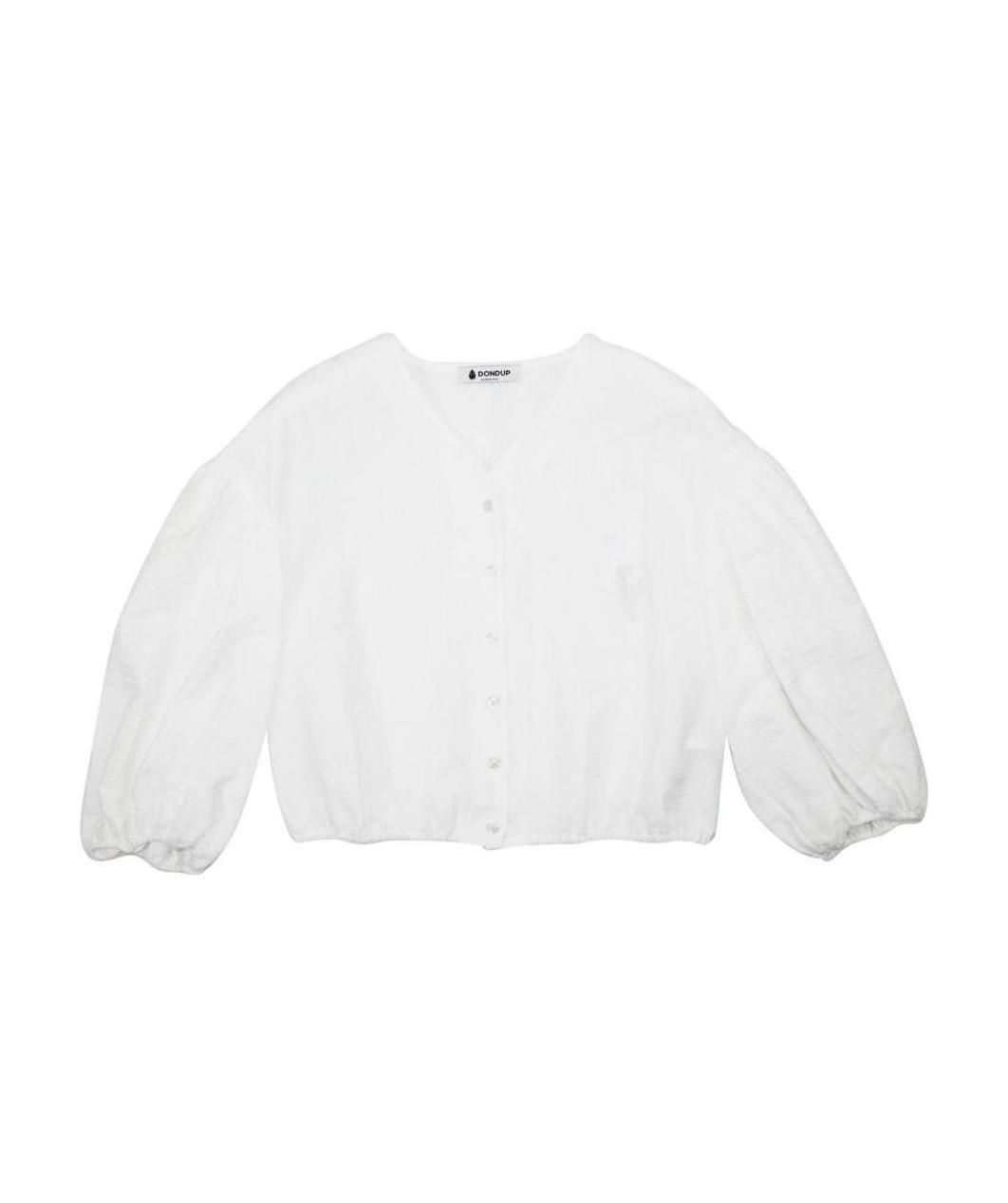 Dondup Bambina Camicia Latte In Puro Cotone In White