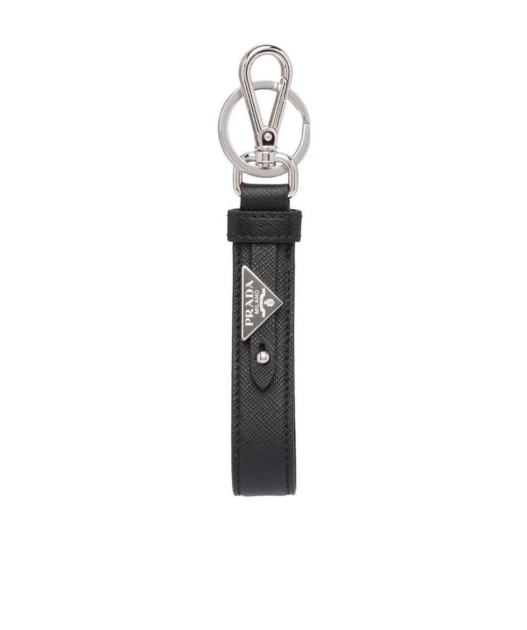 Prada Men Portachiavi In Pelle Saffiano In Black