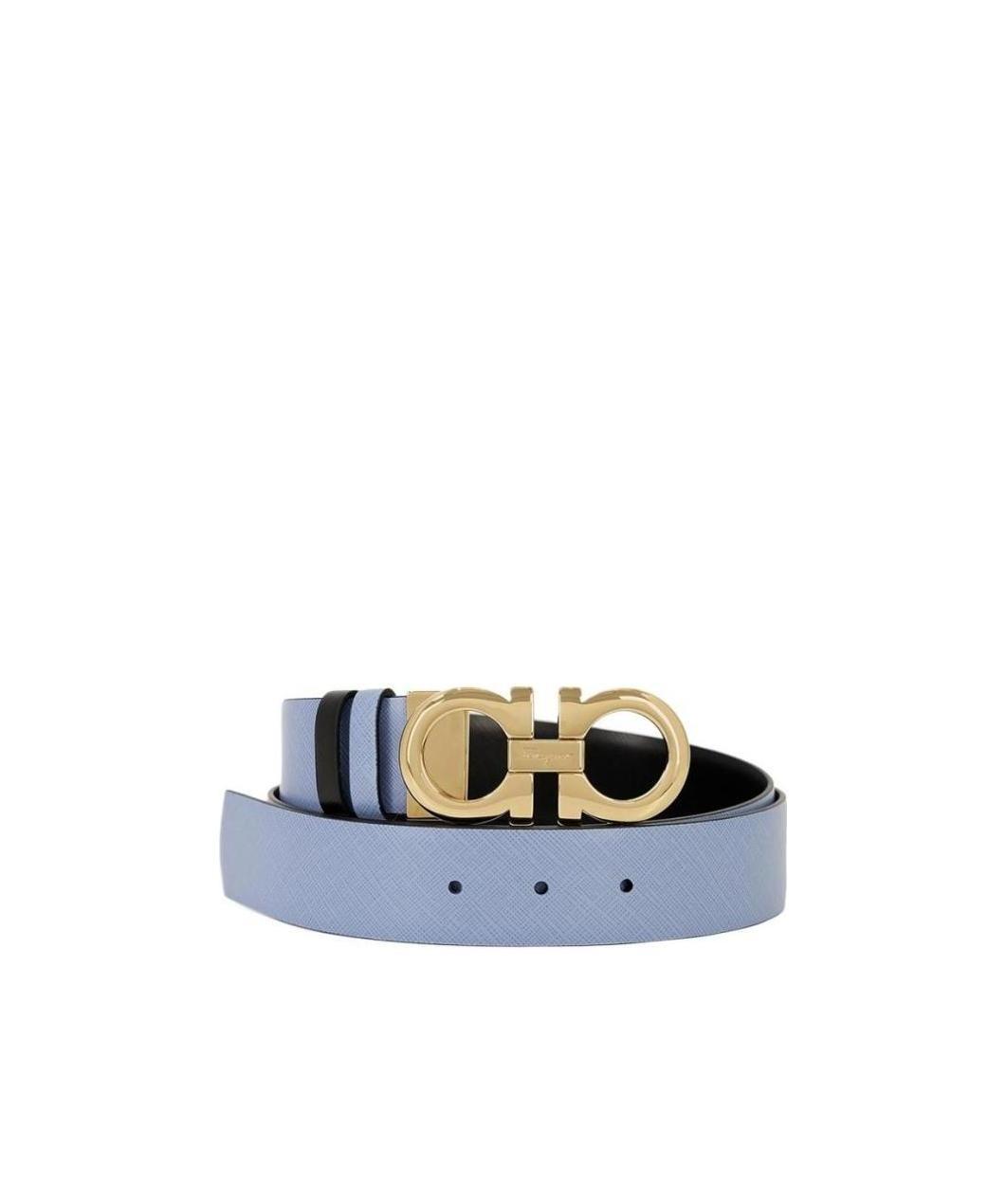 Ferragamo Logo Belt In Blue