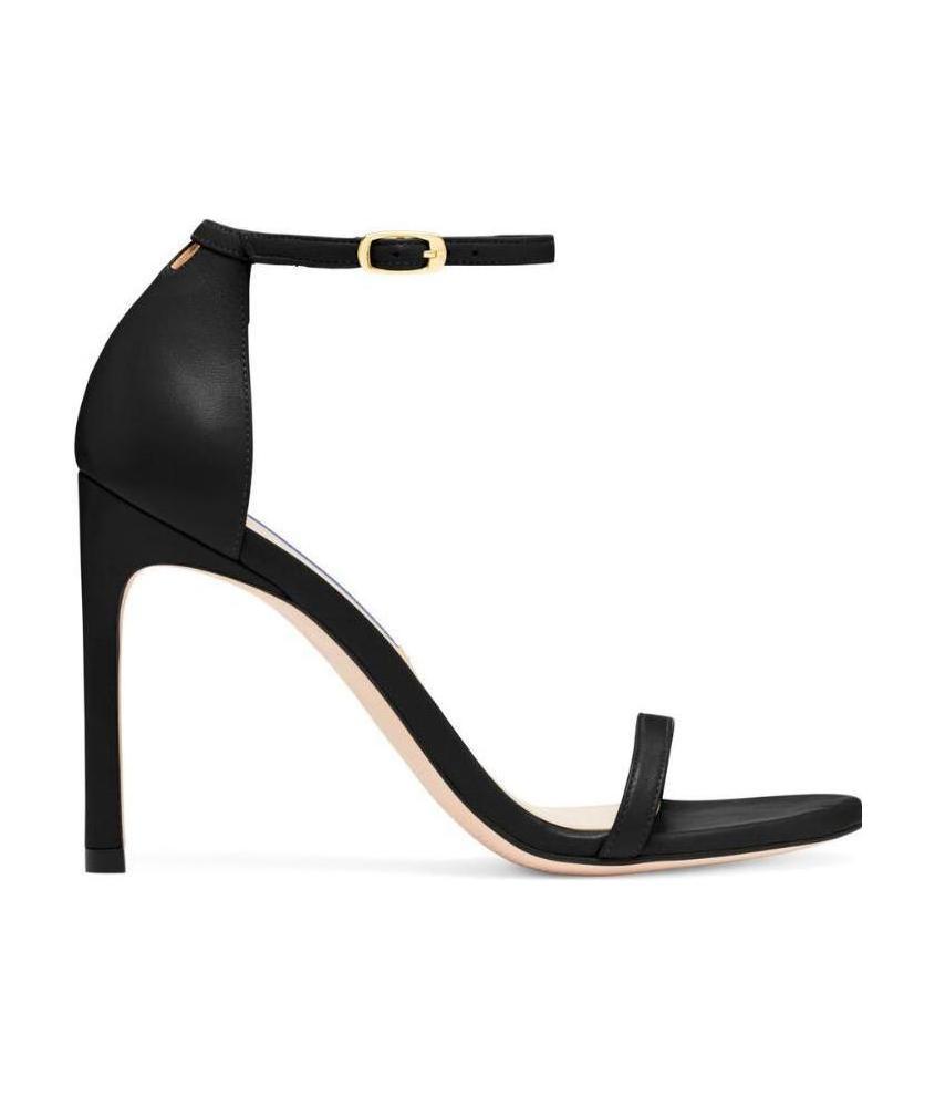 Stuart Weitzman One-word Loop Sandals With High Heels In Black