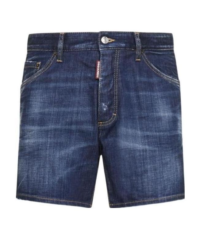Dsquared2 Loose-fit Distressed Denim Shorts In Blue