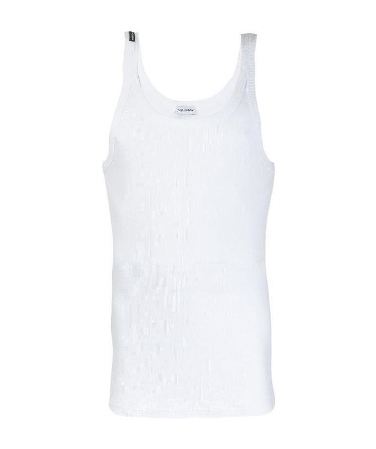 Shop Dolce & Gabbana Round-neck Cotton Vest In White