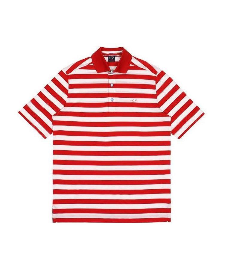 Paul & Shark Striped Short-sleeved Polo Shirt In Red