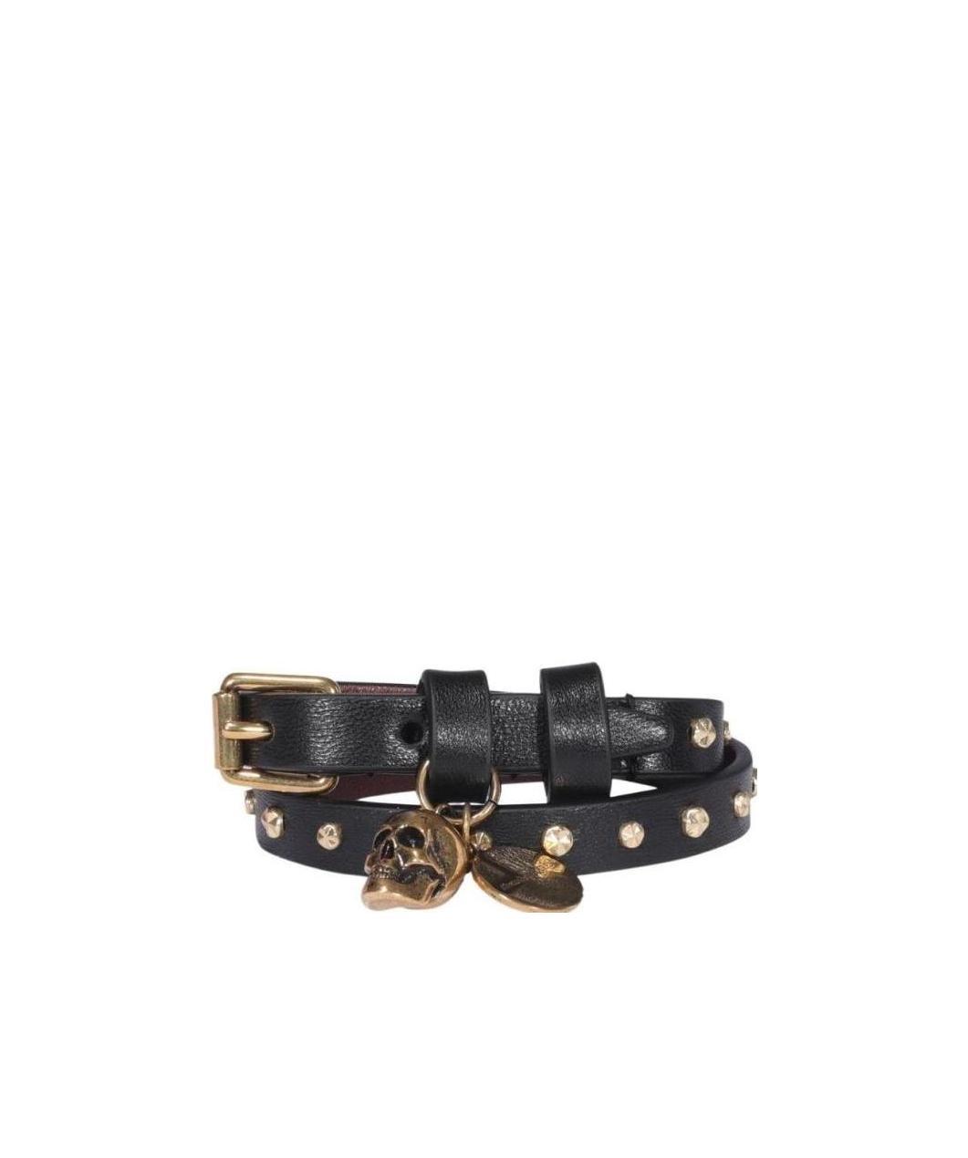 Alexander Mcqueen Hammered Studs Double-wrap Bracelet In Black