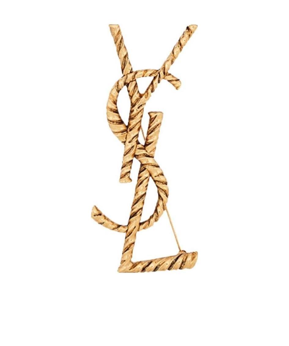 Saint Laurent Hammered Metal Cassandre Single Earring Accessories In Yellow