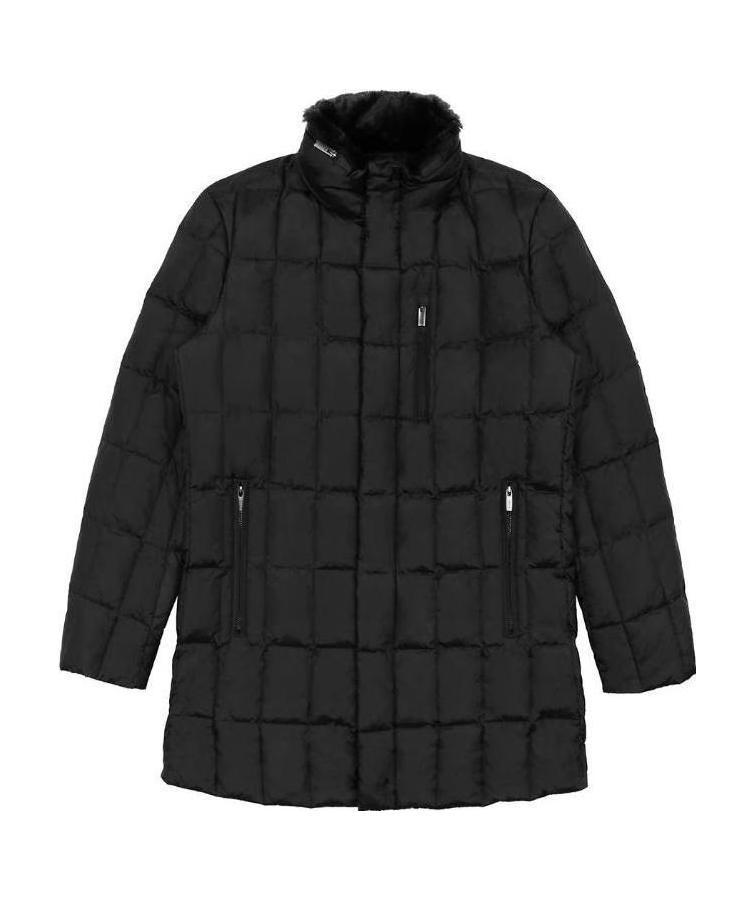 Armani Collezioni Medium And Long Style Plaid Down Jacket In Black