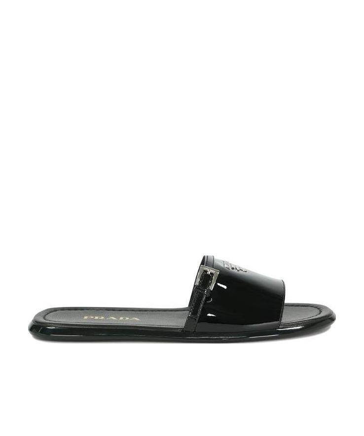 Prada Logo Sandals In Black