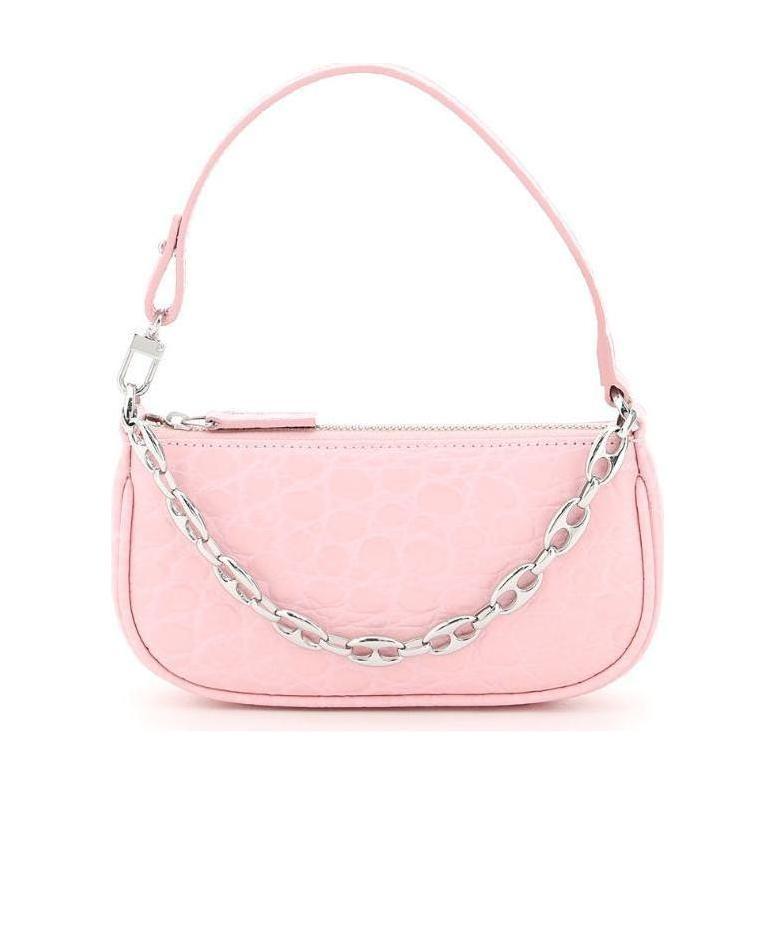 By Far Mini Rachel Pebbled Shoulder Bag In Pink