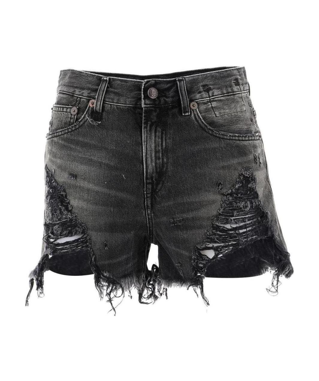 R13 High Rise Distressed Denim Shorts In Black