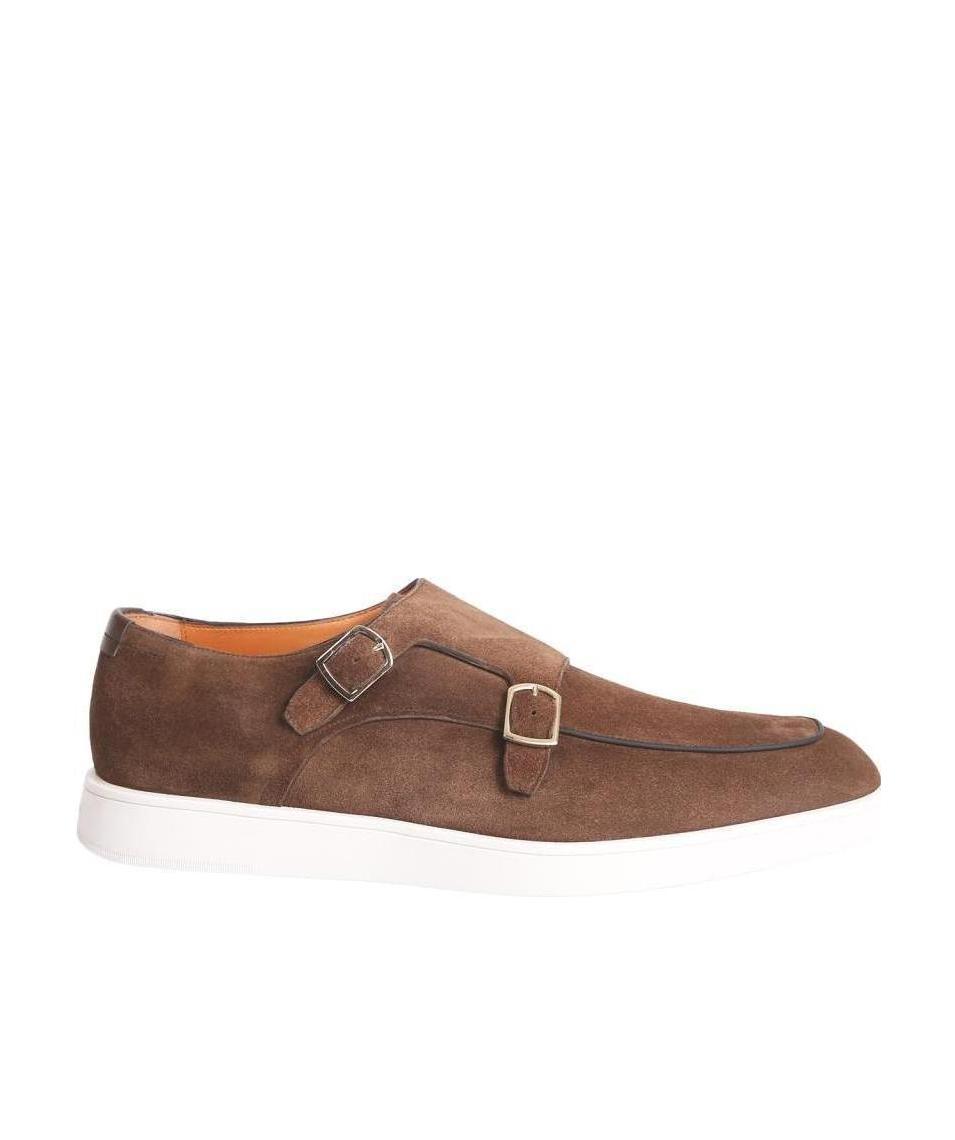 Santoni Double Buckle Slip-on Loafers In Brown