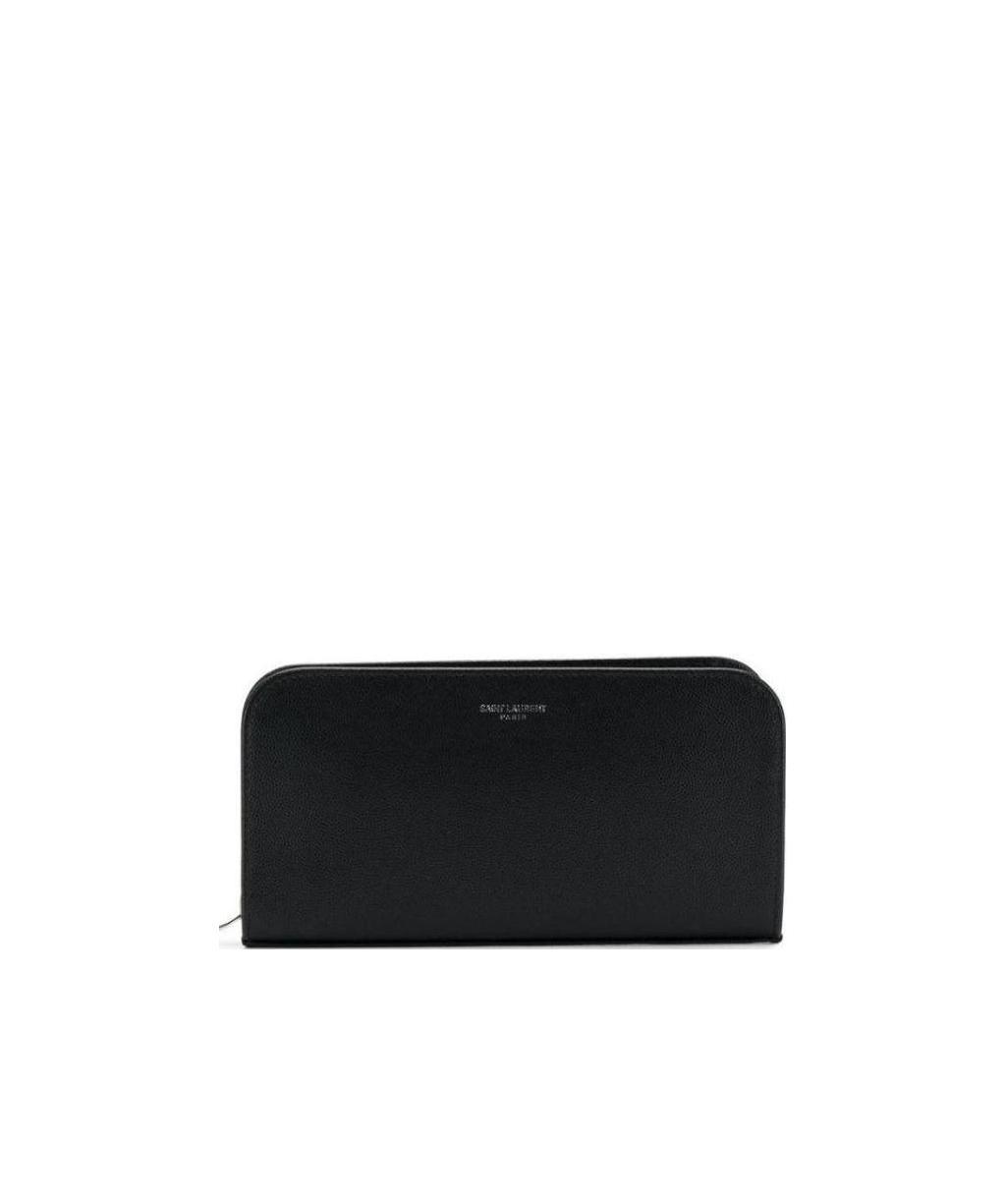 Saint Laurent Logo Zipped Wallet In Black