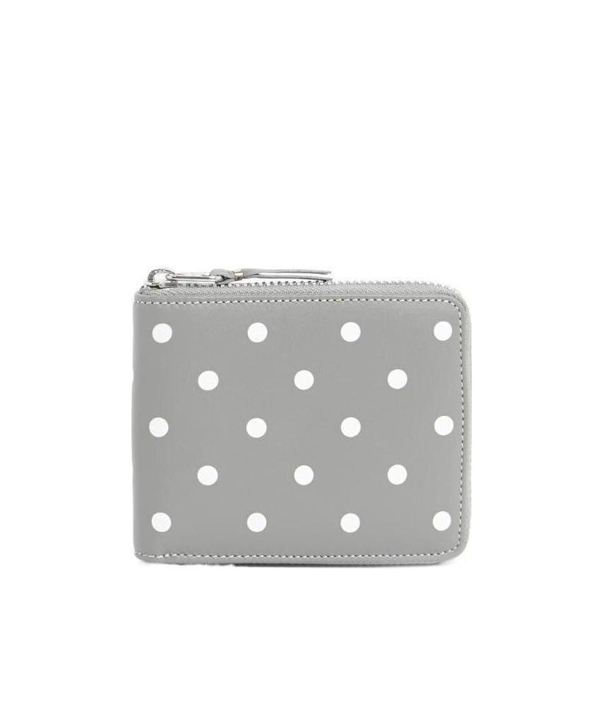 Comme Des Garçons Wallet Polka Dot Printed Zip-around Wallet In Gray