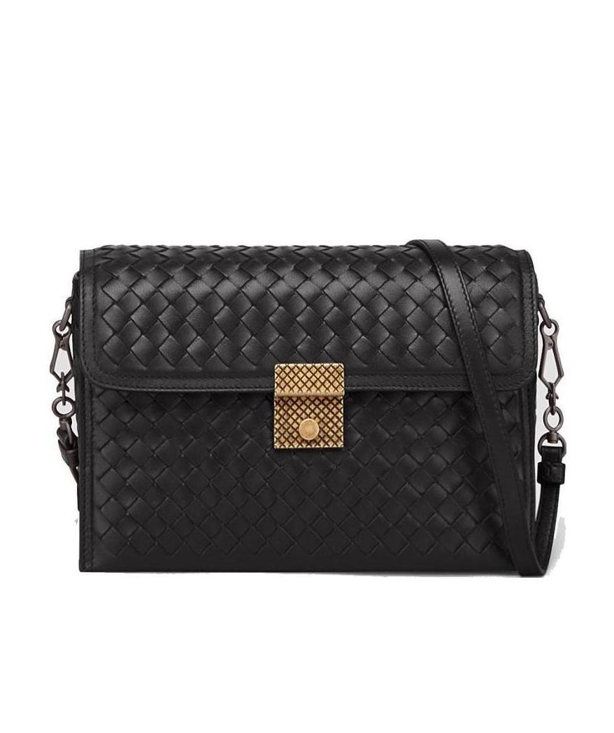 Bottega Veneta Woven Shoulder Bag In Black